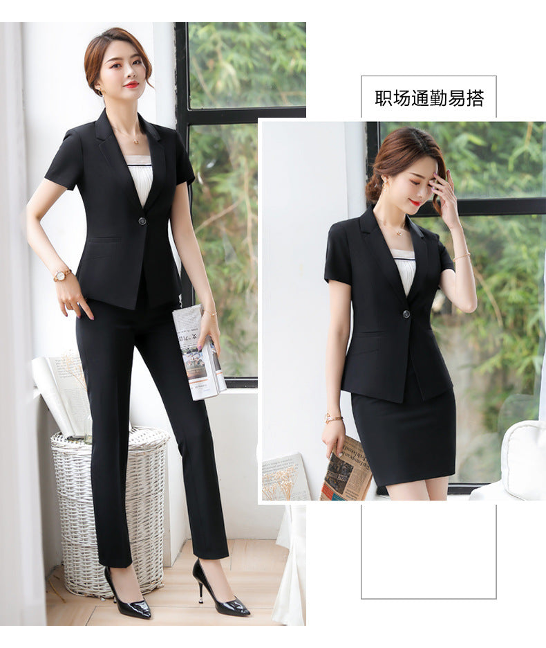 White collar professional suit OL women's fashion 2023 spring new slim fit slim suit skirt summer work clothes