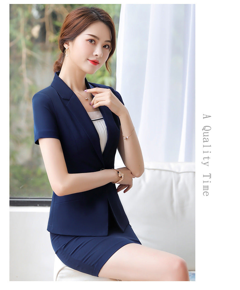 White collar professional suit OL women's fashion 2023 spring new slim fit slim suit skirt summer work clothes
