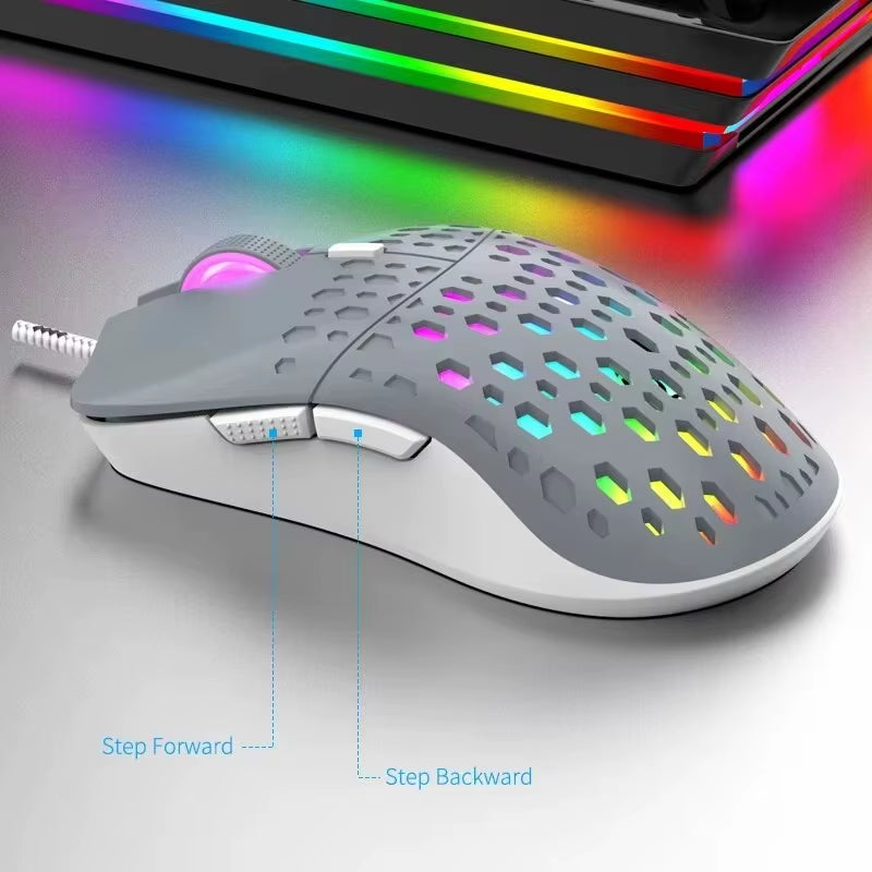 G701 Wired 6 Keys Mouse Colorful Lighting Gaming and Office for Microsoft Windows and Apple IOS System