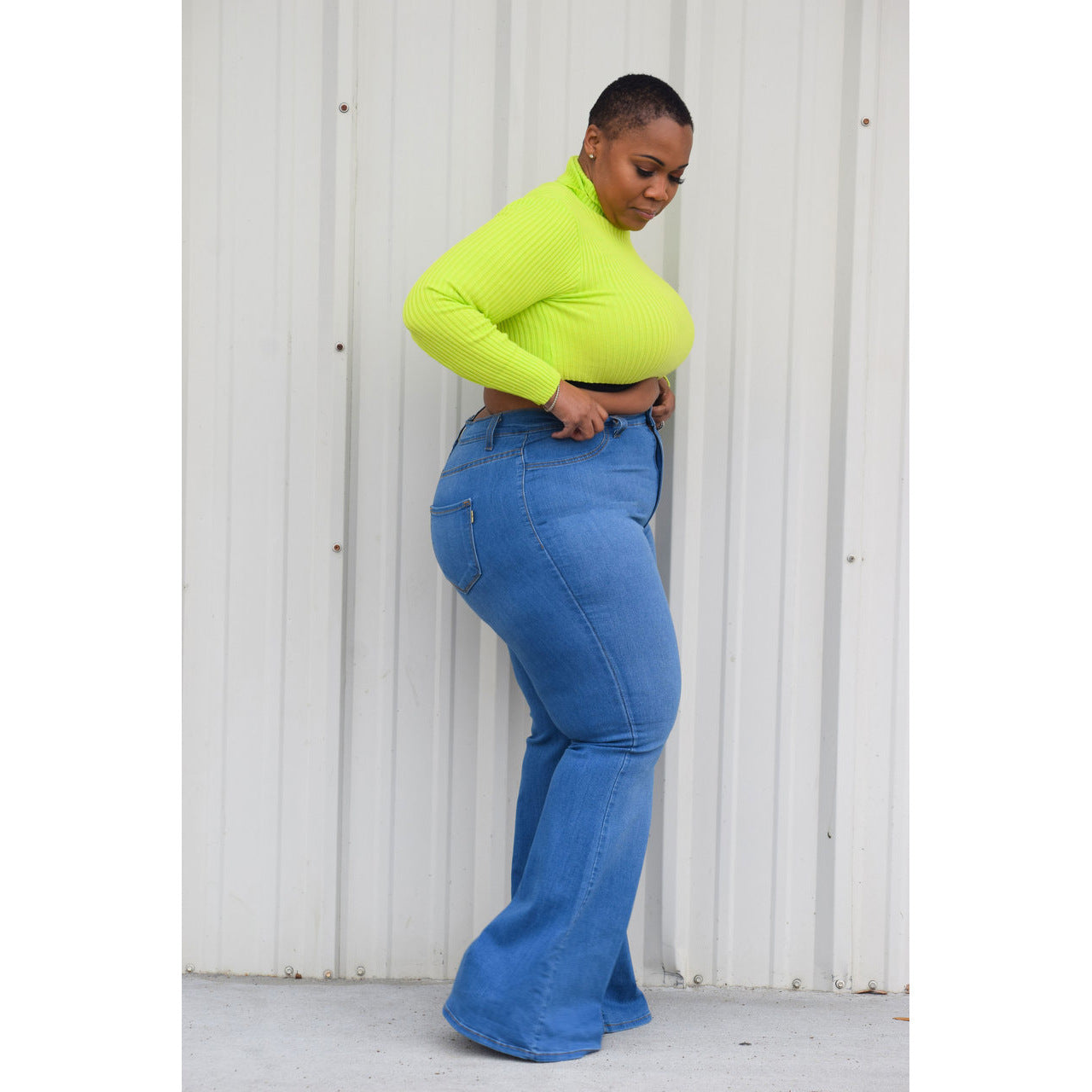 Plus Size Slim Wide Leg Flared Elastic Jeans