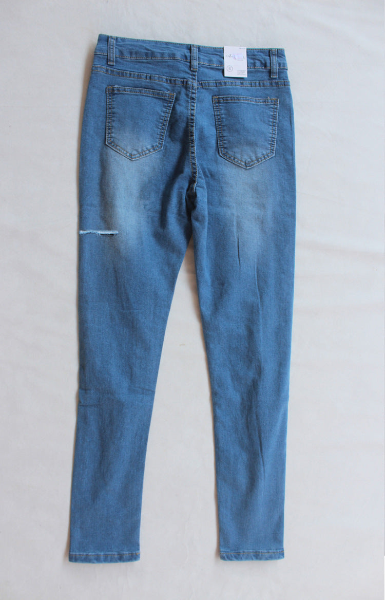 AliExpress Hot Selling Jeans Amazon Ripped Stretch Cotton European and American Jeans Foreign Trade Women's Pants Factory Outlet
