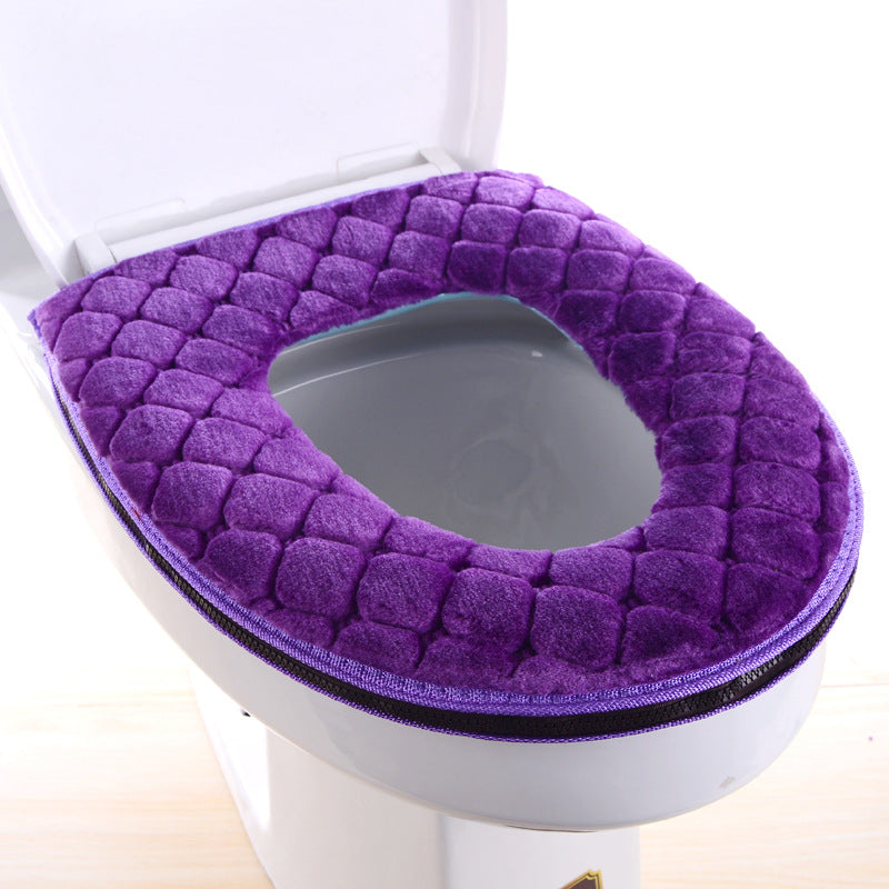 Household toilet cover portable zipper toilet seat cushion winter plush toilet seat cover waterproof thickened toilet mat