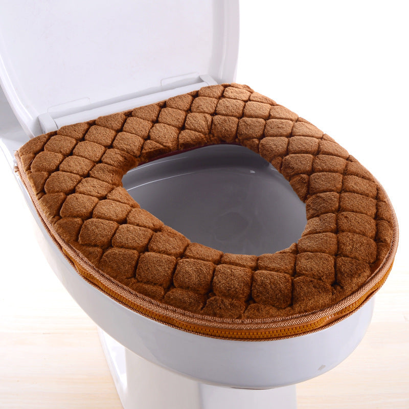Household toilet cover portable zipper toilet seat cushion winter plush toilet seat cover waterproof thickened toilet mat