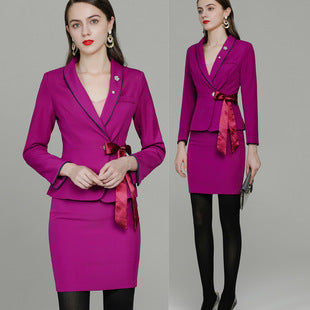 Business attire suit autumn and winter work fashion temperament Goddess fan suit hotel front desk consultant beauty salon overalls