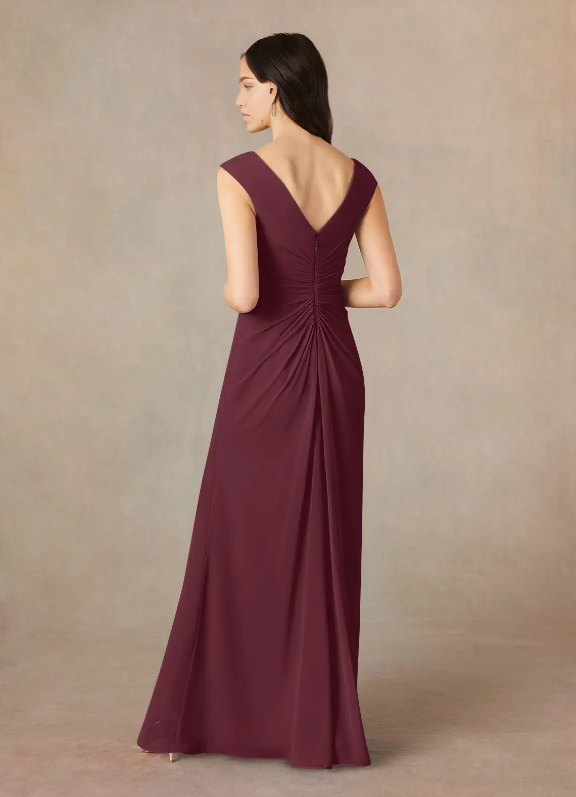 Wholesa A-Line V-Neck Pleated Chiffon Cabernet formal dresses evening dress Mother of the Bride Dresses