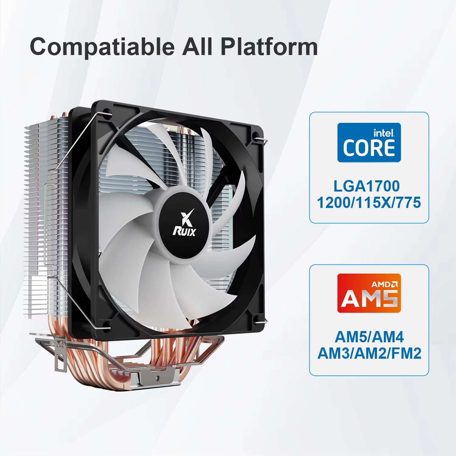 X6000 Pure Copper CPU Cooler 6 Heatpipes Rainbow RGB 120Mm Fan Aircooler All Platform Intel 1150 1155 1156 1700 AMD AM4 AM5