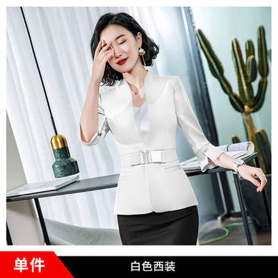High-End Mid-Sleeve Suit Skirt, Summer Fashionable Professional Suit, Women's Jewelry Store Work Clothes, Beauty Salon Work Clothes