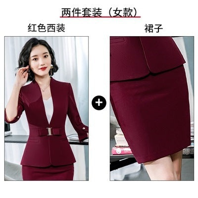 High-End Mid-Sleeve Suit Skirt, Summer Fashionable Professional Suit, Women's Jewelry Store Work Clothes, Beauty Salon Work Clothes