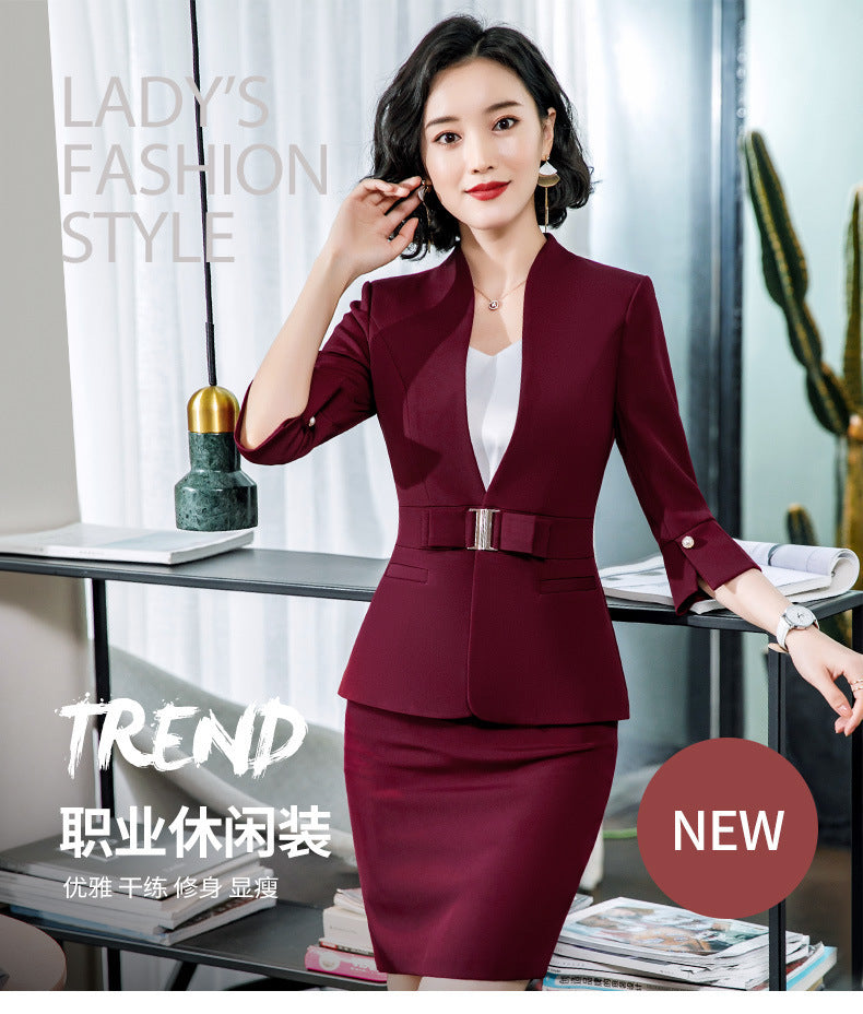 High-End Mid-Sleeve Suit Skirt, Summer Fashionable Professional Suit, Women's Jewelry Store Work Clothes, Beauty Salon Work Clothes