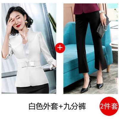 High-End Mid-Sleeve Suit Skirt, Summer Fashionable Professional Suit, Women's Jewelry Store Work Clothes, Beauty Salon Work Clothes