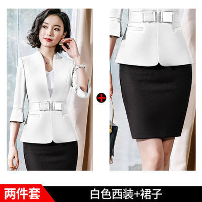 High-End Mid-Sleeve Suit Skirt, Summer Fashionable Professional Suit, Women's Jewelry Store Work Clothes, Beauty Salon Work Clothes
