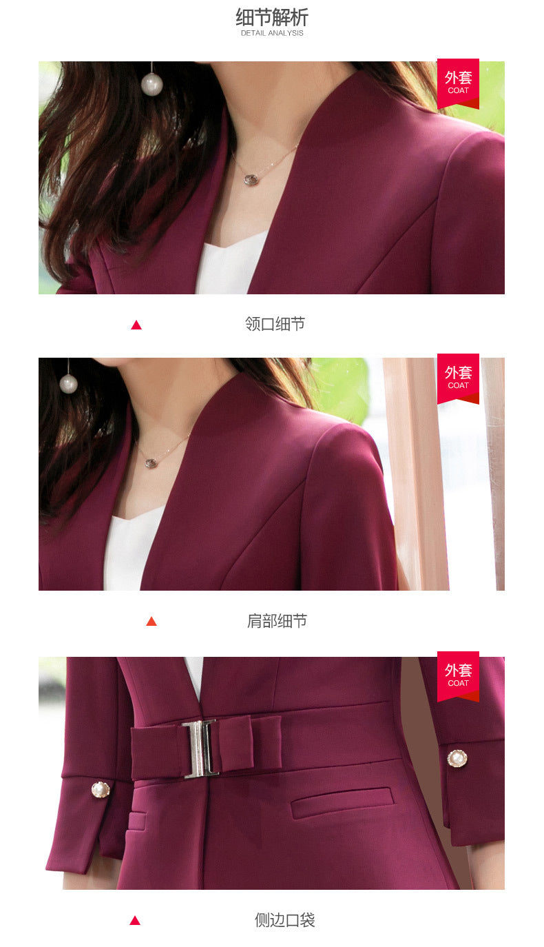 High-End Mid-Sleeve Suit Skirt, Summer Fashionable Professional Suit, Women's Jewelry Store Work Clothes, Beauty Salon Work Clothes