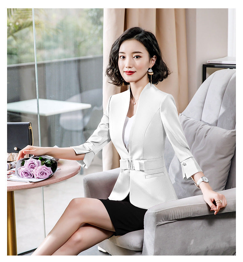 High-End Mid-Sleeve Suit Skirt, Summer Fashionable Professional Suit, Women's Jewelry Store Work Clothes, Beauty Salon Work Clothes