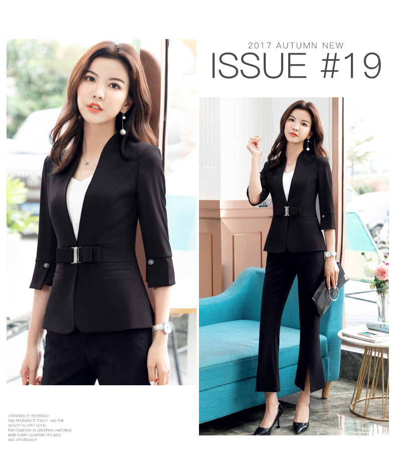 High-End Mid-Sleeve Suit Skirt, Summer Fashionable Professional Suit, Women's Jewelry Store Work Clothes, Beauty Salon Work Clothes