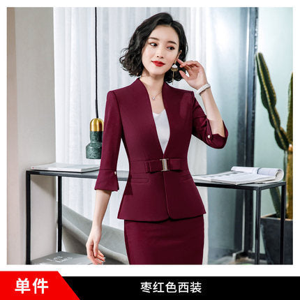High-End Mid-Sleeve Suit Skirt, Summer Fashionable Professional Suit, Women's Jewelry Store Work Clothes, Beauty Salon Work Clothes