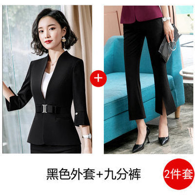 High-End Mid-Sleeve Suit Skirt, Summer Fashionable Professional Suit, Women's Jewelry Store Work Clothes, Beauty Salon Work Clothes