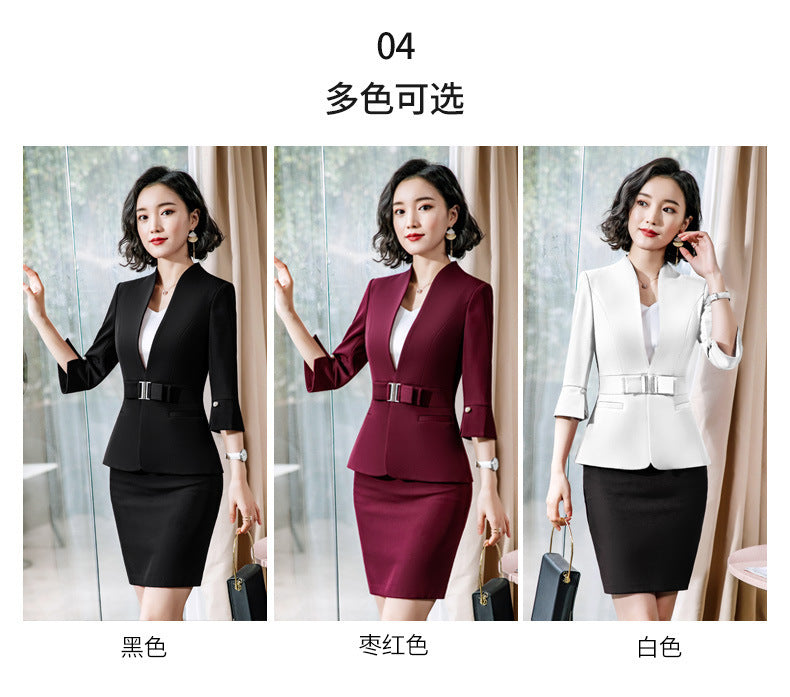 High-End Mid-Sleeve Suit Skirt, Summer Fashionable Professional Suit, Women's Jewelry Store Work Clothes, Beauty Salon Work Clothes