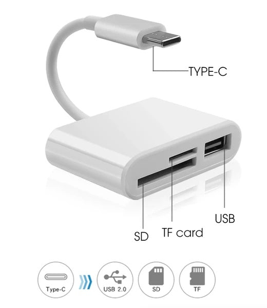 USB-C 3-in-1 Hub Adapter with SD Card Reader