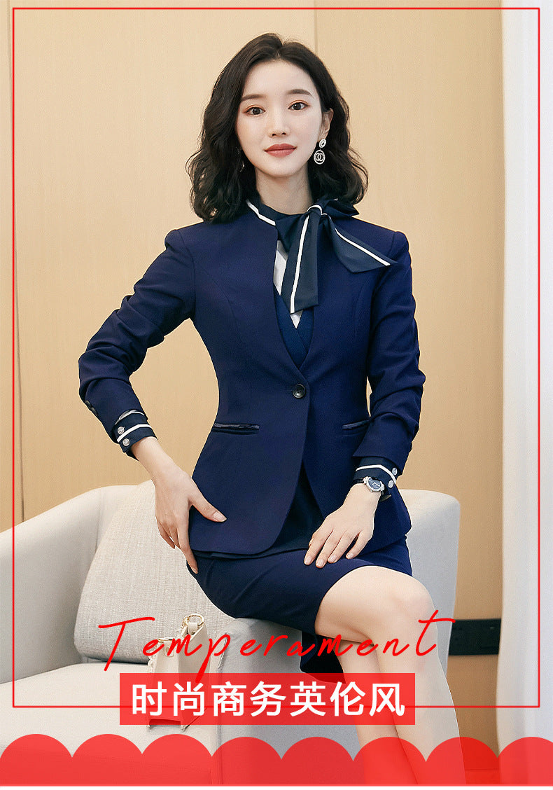 Business attire suit autumn and winter work fashion temperament Goddess fan suit hotel front desk consultant beauty salon overalls