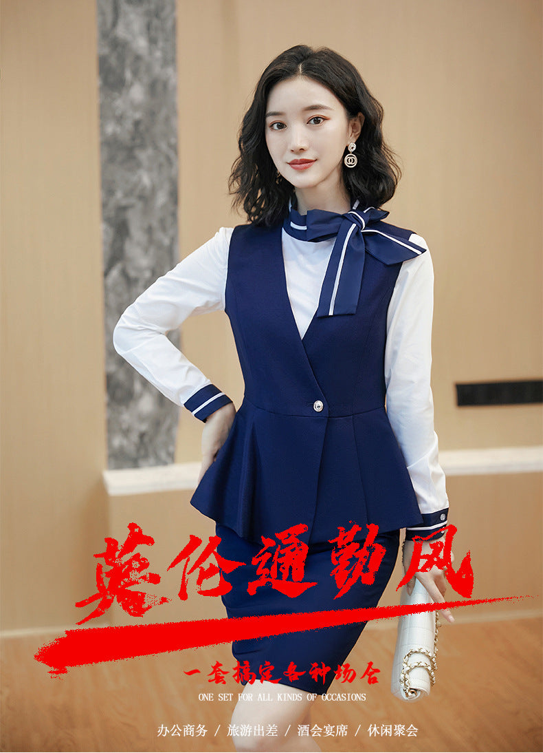 Business attire suit autumn and winter work fashion temperament Goddess fan suit hotel front desk consultant beauty salon overalls