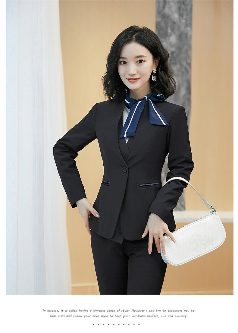 Business attire suit autumn and winter work fashion temperament Goddess fan suit hotel front desk consultant beauty salon overalls