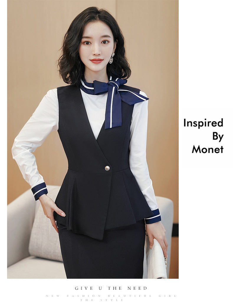 Business attire suit autumn and winter work fashion temperament Goddess fan suit hotel front desk consultant beauty salon overalls