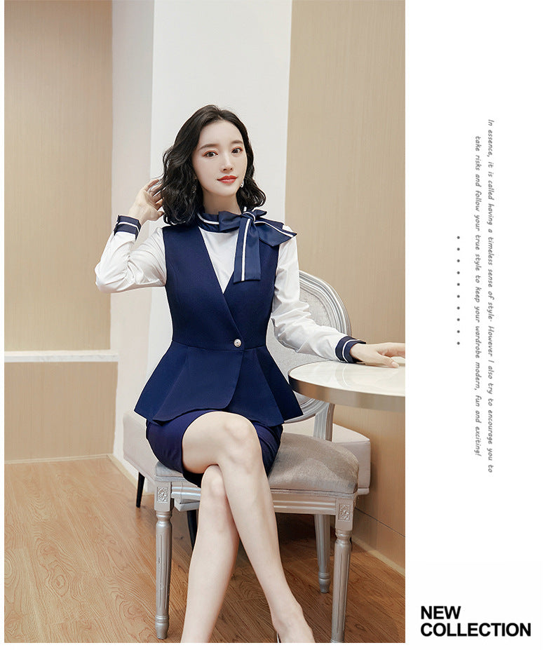 Business attire suit autumn and winter work fashion temperament Goddess fan suit hotel front desk consultant beauty salon overalls