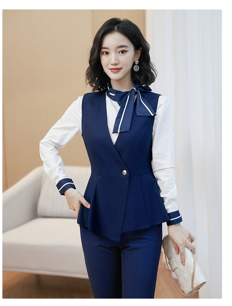 Business attire suit autumn and winter work fashion temperament Goddess fan suit hotel front desk consultant beauty salon overalls
