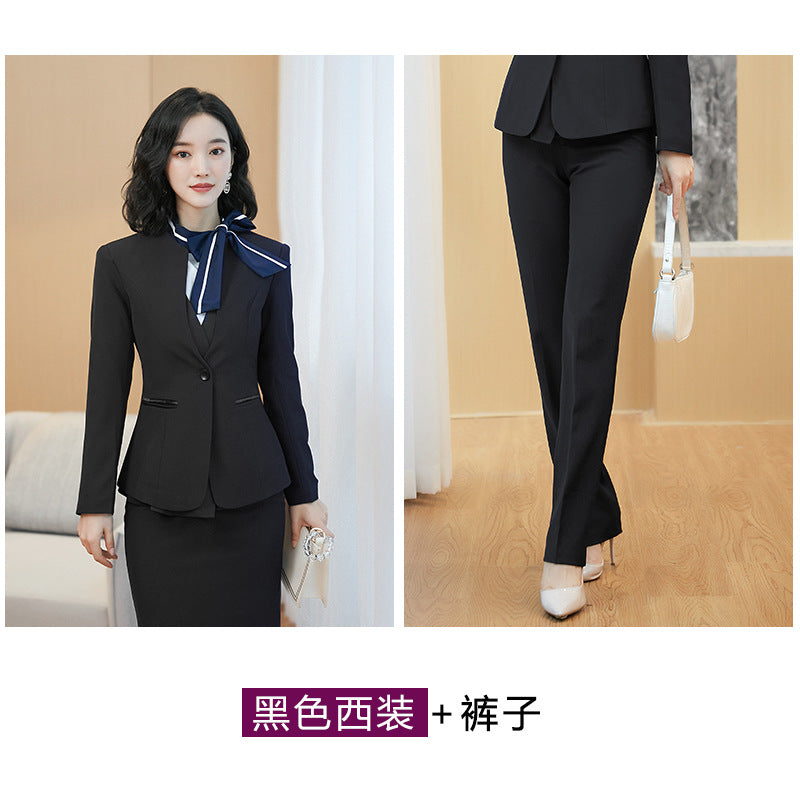 Business attire suit autumn and winter work fashion temperament Goddess fan suit hotel front desk consultant beauty salon overalls