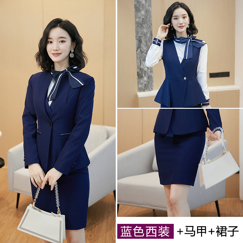 Business attire suit autumn and winter work fashion temperament Goddess fan suit hotel front desk consultant beauty salon overalls