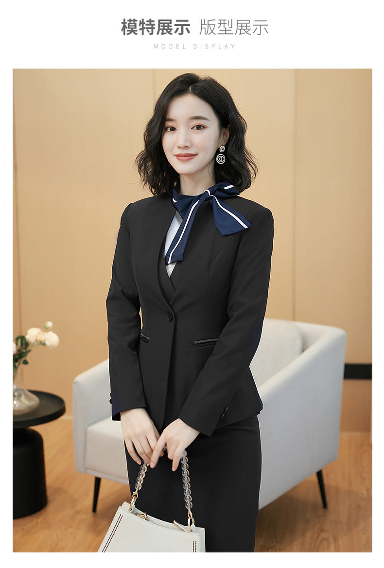 Business attire suit autumn and winter work fashion temperament Goddess fan suit hotel front desk consultant beauty salon overalls