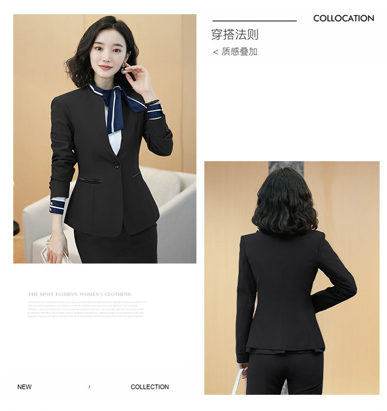 Business attire suit autumn and winter work fashion temperament Goddess fan suit hotel front desk consultant beauty salon overalls