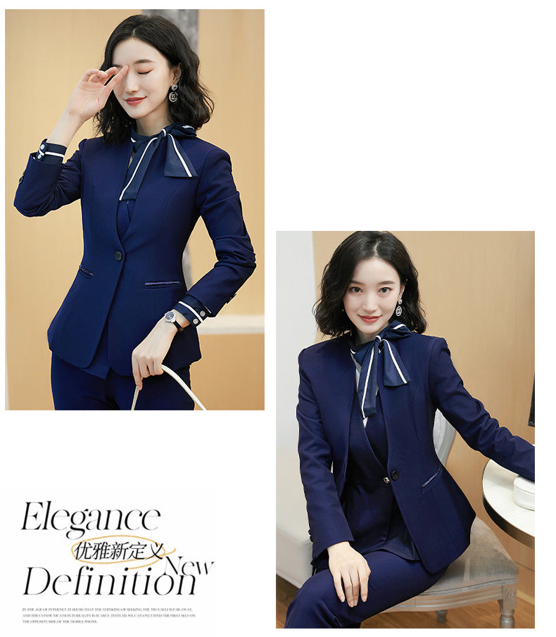 Business attire suit autumn and winter work fashion temperament Goddess fan suit hotel front desk consultant beauty salon overalls