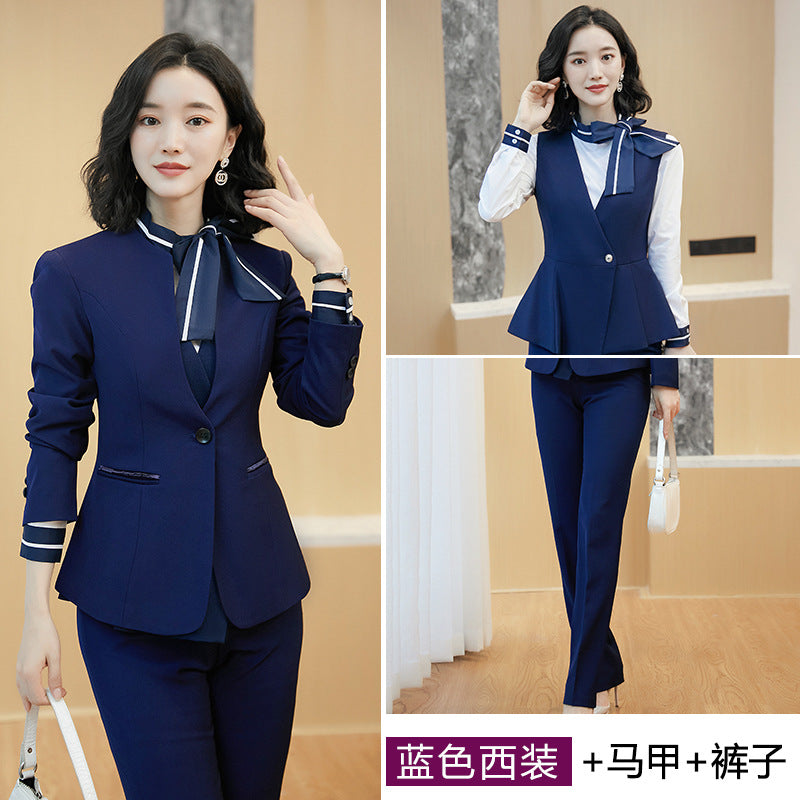 Business attire suit autumn and winter work fashion temperament Goddess fan suit hotel front desk consultant beauty salon overalls