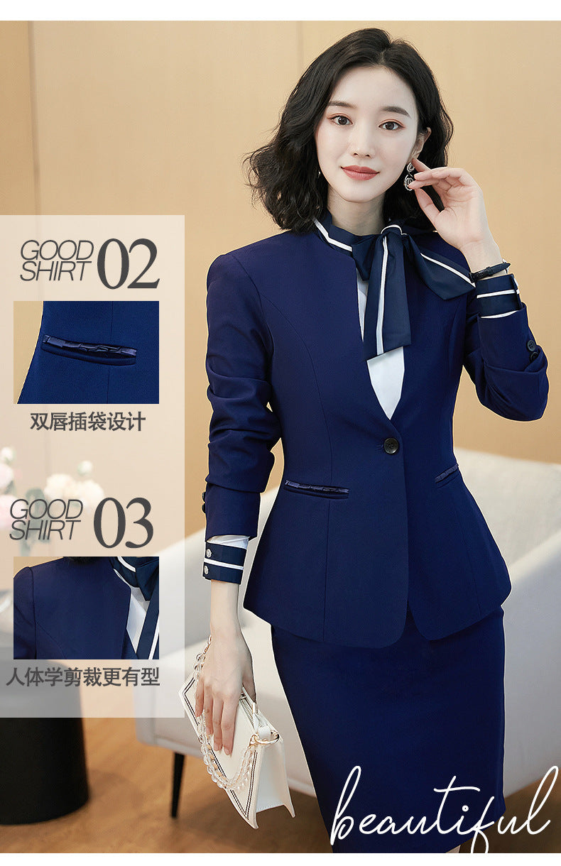 Business attire suit autumn and winter work fashion temperament Goddess fan suit hotel front desk consultant beauty salon overalls