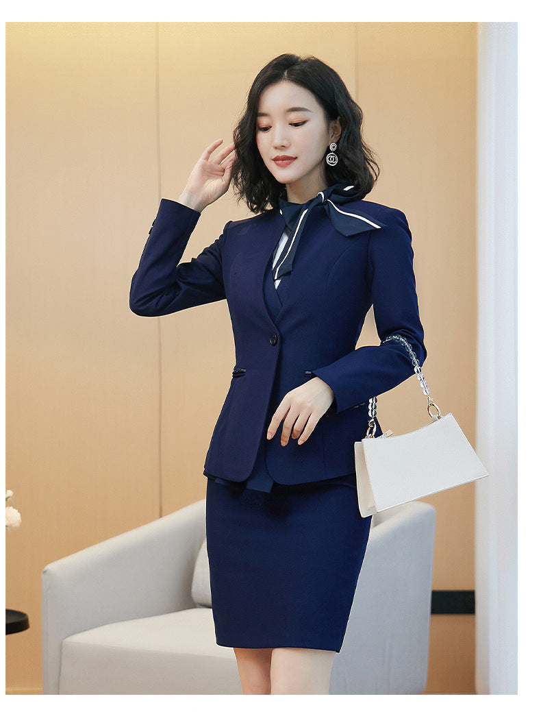 Business attire suit autumn and winter work fashion temperament Goddess fan suit hotel front desk consultant beauty salon overalls