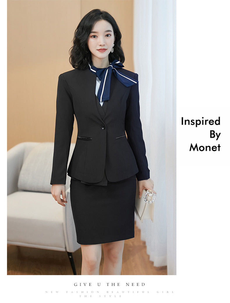 Business attire suit autumn and winter work fashion temperament Goddess fan suit hotel front desk consultant beauty salon overalls