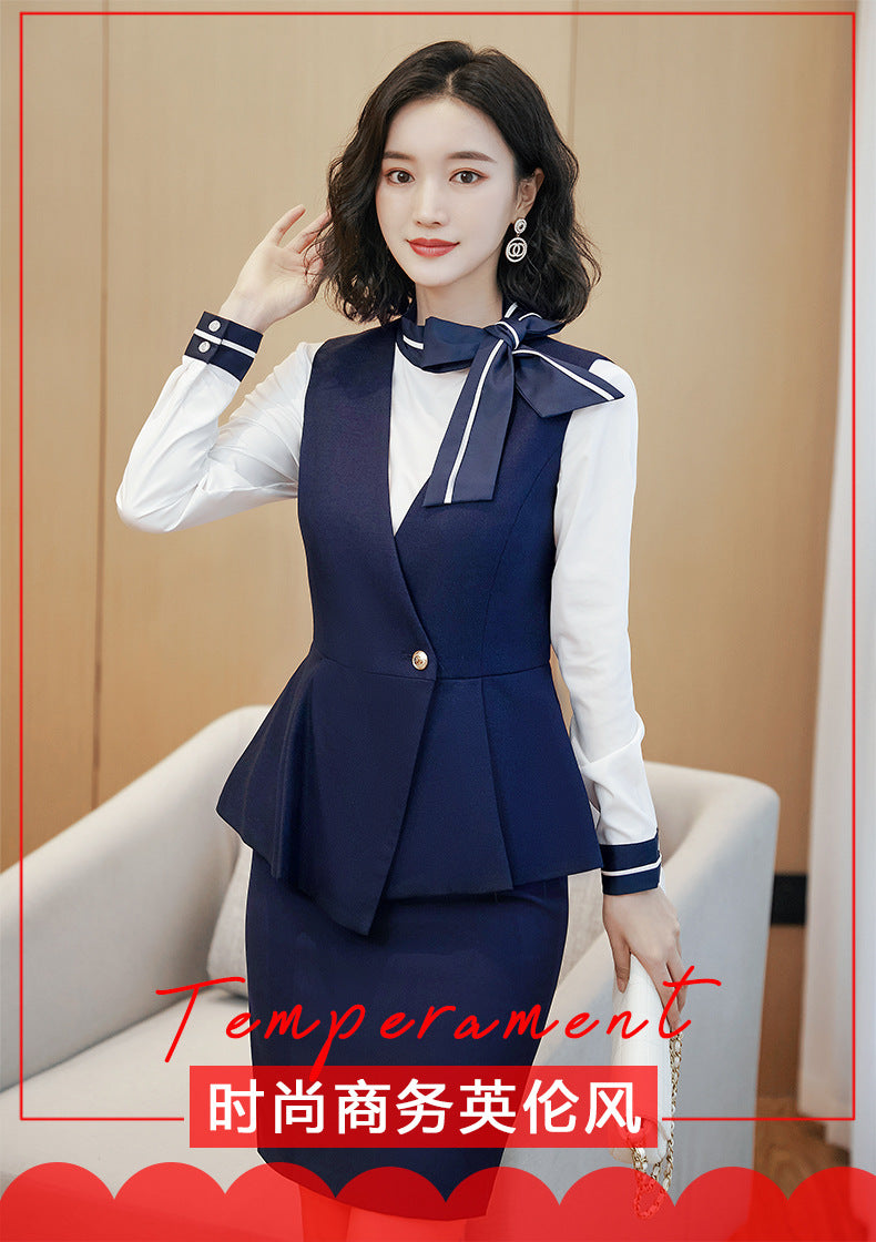 Business attire suit autumn and winter work fashion temperament Goddess fan suit hotel front desk consultant beauty salon overalls