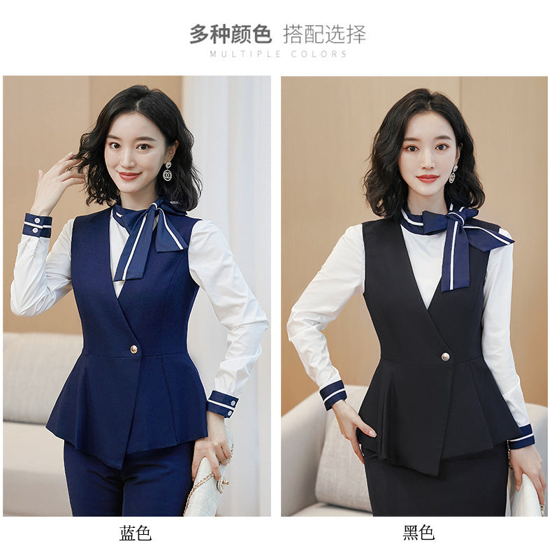 Business attire suit autumn and winter work fashion temperament Goddess fan suit hotel front desk consultant beauty salon overalls