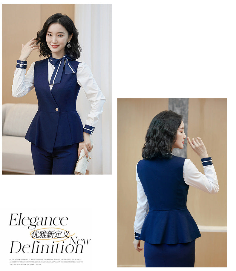 Business attire suit autumn and winter work fashion temperament Goddess fan suit hotel front desk consultant beauty salon overalls