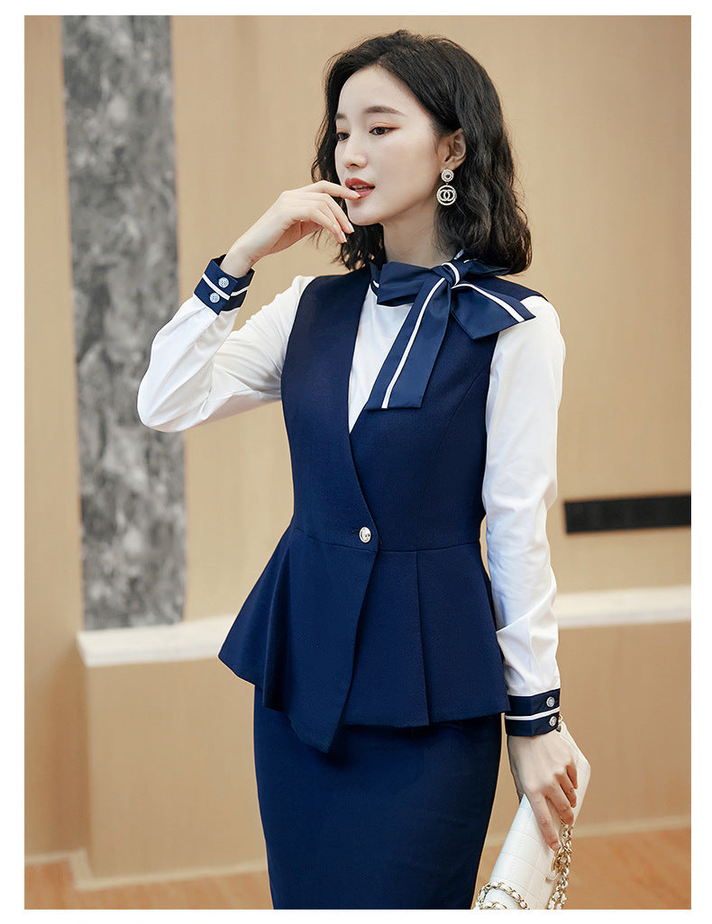 Business attire suit autumn and winter work fashion temperament Goddess fan suit hotel front desk consultant beauty salon overalls