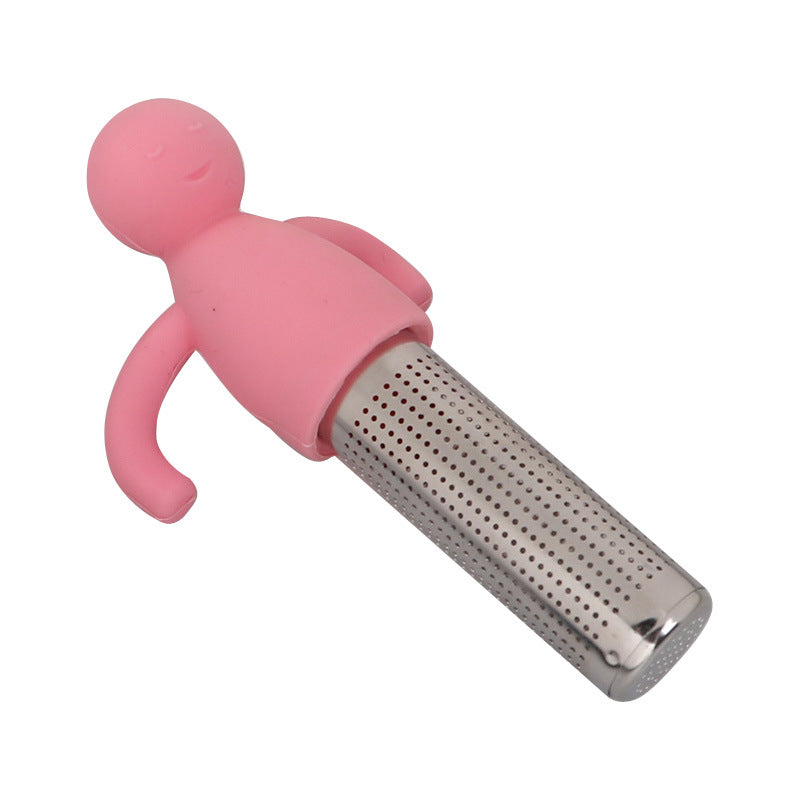 Creative Silicone Tea Strainer Tea Tool Stainless Steel 304 Tea Drain Cute Little Person Tea Dregs Lazy Person Tea Maker