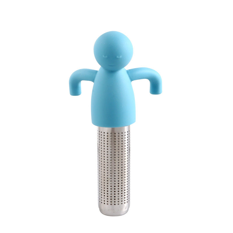 Creative Silicone Tea Strainer Tea Tool Stainless Steel 304 Tea Drain Cute Little Person Tea Dregs Lazy Person Tea Maker