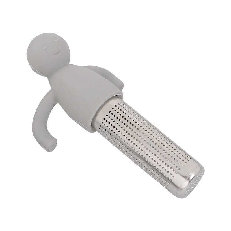 Creative Silicone Tea Strainer Tea Tool Stainless Steel 304 Tea Drain Cute Little Person Tea Dregs Lazy Person Tea Maker