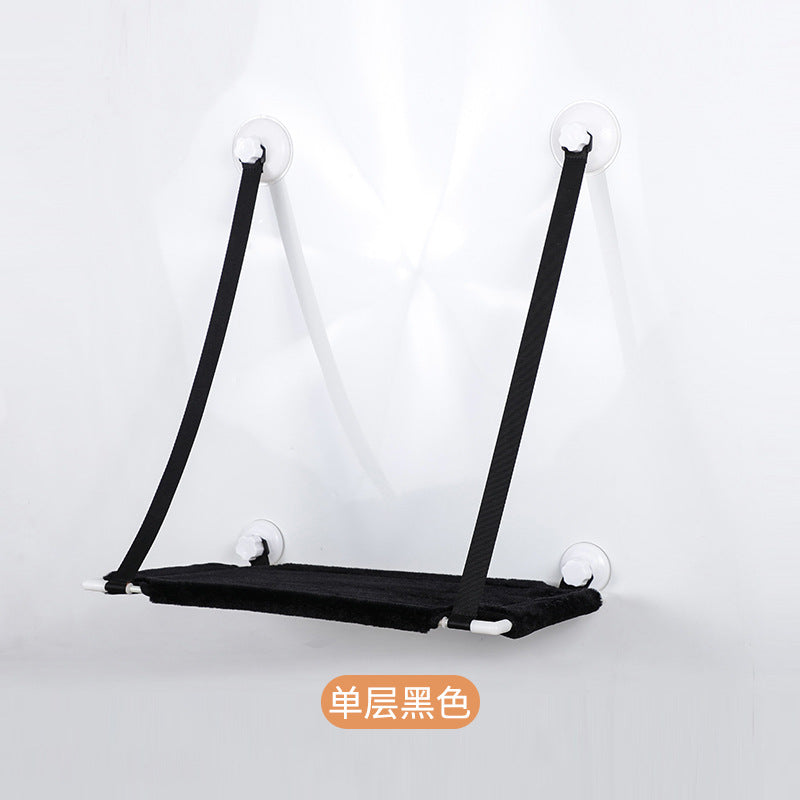 Cross-Border New Cat Hammock with Suction Cups for Windows, Hanging Cat Nest, Double-Layer Wall-Mounted Cat Climbing Frame, Toy Cat Hammock