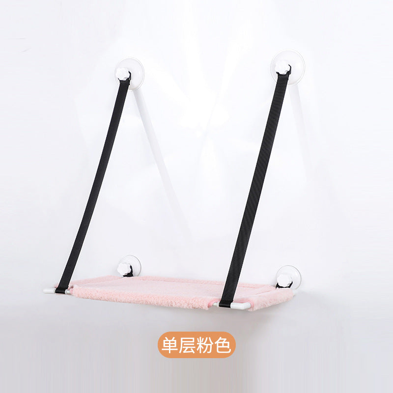 Cross-Border New Cat Hammock with Suction Cups for Windows, Hanging Cat Nest, Double-Layer Wall-Mounted Cat Climbing Frame, Toy Cat Hammock