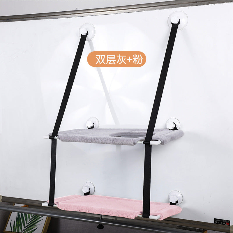 Cross-Border Trade New Model Hanging Cat Climbing Frame Suction Cup Wall-Mounted Cat Bed Autumn and Winter Double-Layer Cat Bed Pet Supplies