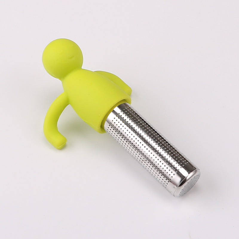 Creative Silicone Tea Strainer Tea Tool Stainless Steel 304 Tea Drain Cute Little Person Tea Dregs Lazy Person Tea Maker