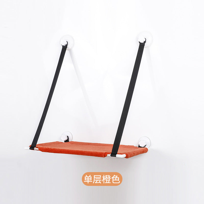 Cross-Border New Cat Hammock with Suction Cups for Windows, Hanging Cat Nest, Double-Layer Wall-Mounted Cat Climbing Frame, Toy Cat Hammock