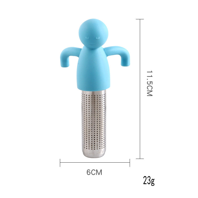 Creative Silicone Tea Strainer Tea Tool Stainless Steel 304 Tea Drain Cute Little Person Tea Dregs Lazy Person Tea Maker